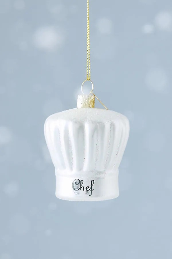 Glass Chef's Hat Ornament - White by Anthropologie