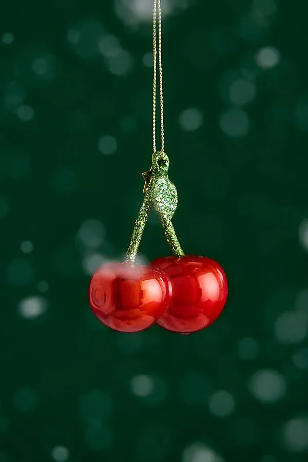 Glass Cherry Tree Ornament - Red by Anthropologie