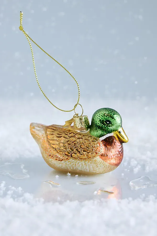 Glass Duck Ornament - Brown, Glass by Anthropologie