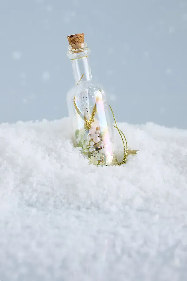 Glass Message in a Bottle Ornament - White by Anthropologie