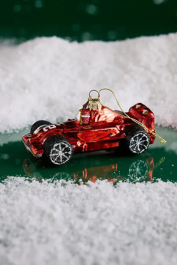 Glass Red Racing Car Ornament by Anthropologie