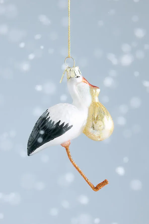 Glass Stork Ornament - Gold by Anthropologie