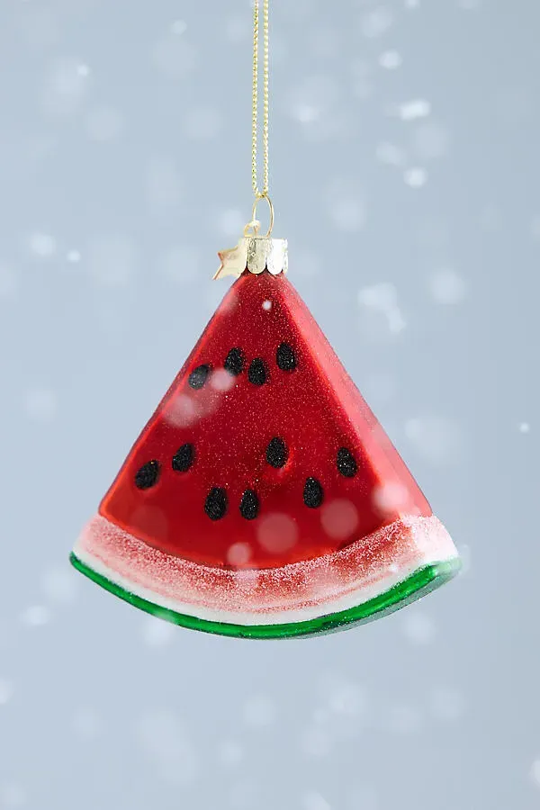 Glass Watermelon Slice Ornament - Red by Anthropologie