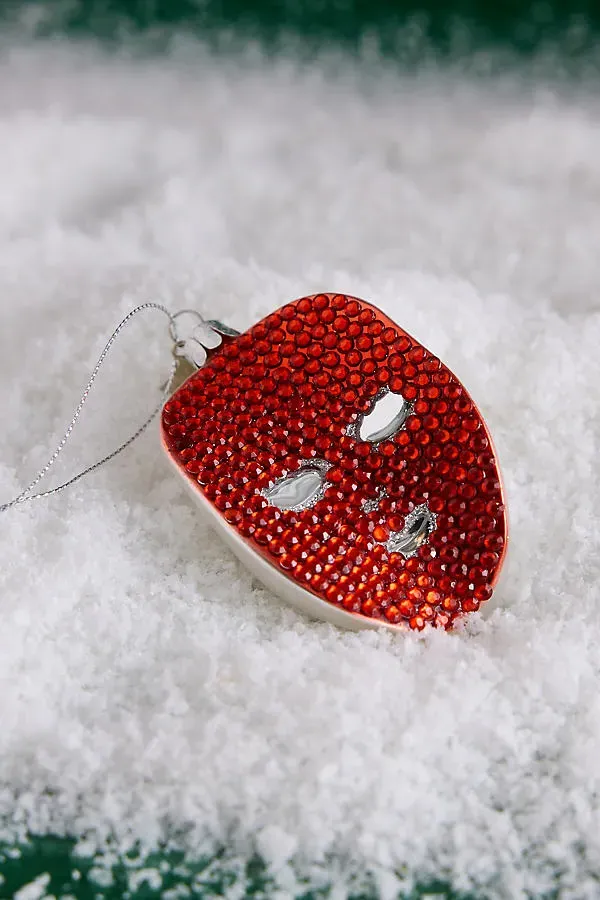 Red Light Mask Glass Ornament - Red by Anthropologie