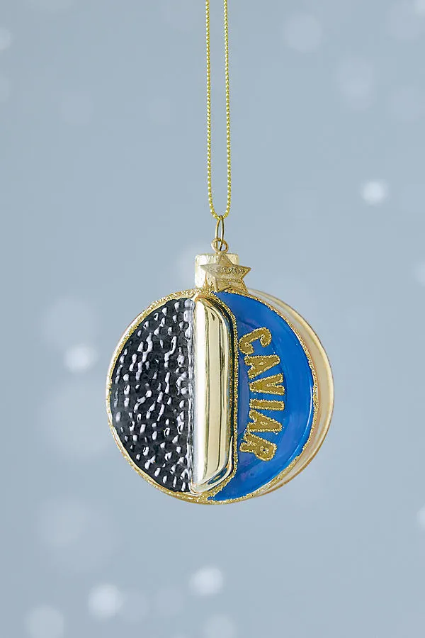 Vondels Glass Caviar Tin Ornament by Anthropologie