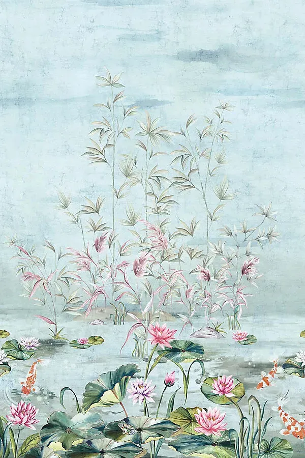 Lotus Floral Wall Mural - Blue product