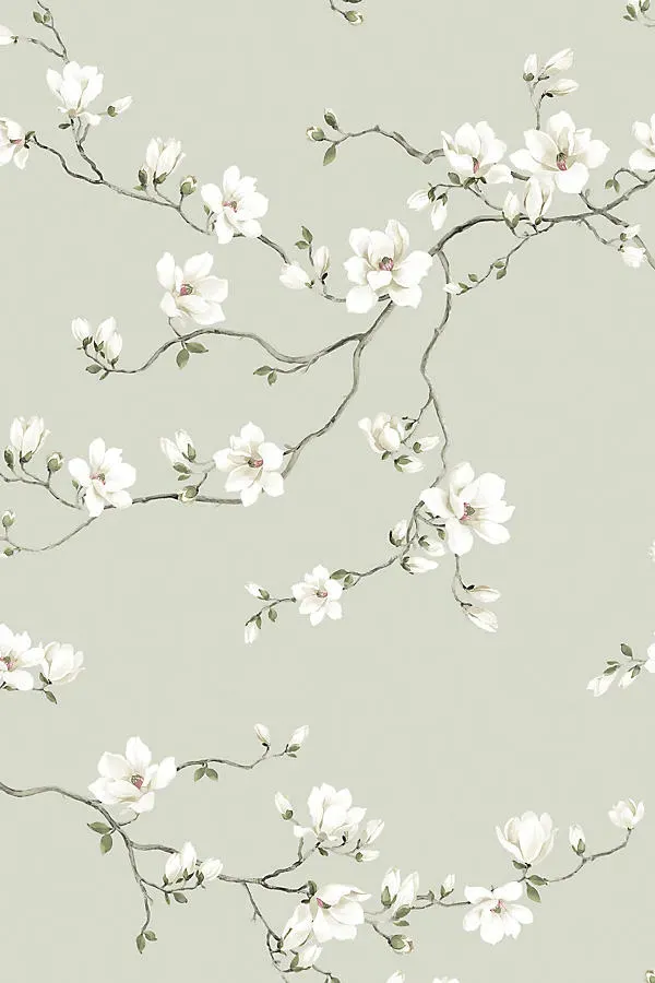 Moonlace Magnolia Floral Wallpaper - Green product