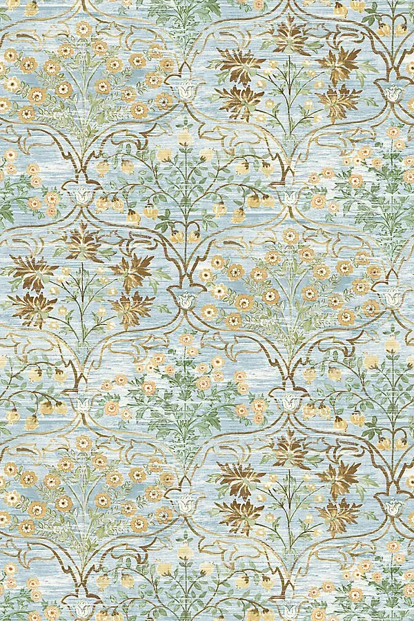 Vesperwild Botanical Damask Wallpaper - Blue product