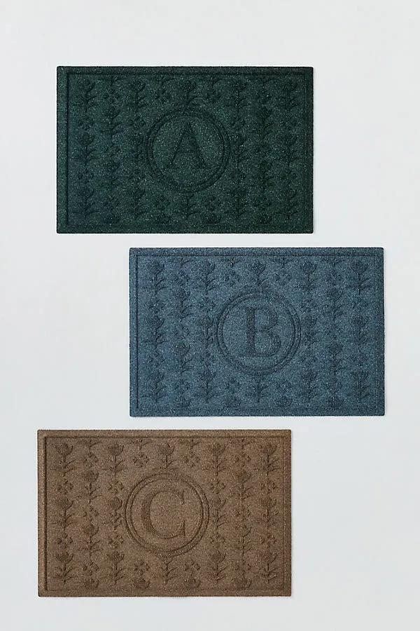 Esme Monogram Doormat - Blue, Polyester product