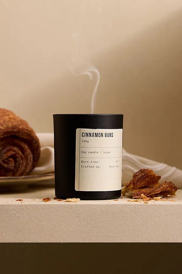 Cinnamon Buns Scented Glass Candle - Black, Cotton product