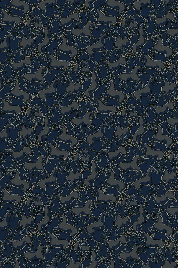 Ronald Redding Designs Dressage Stallions Animal Wallpaper - Blue product
