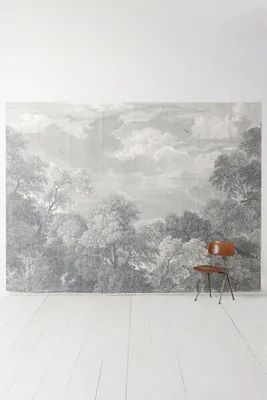York Wallcoverings Etched Arcadia Floral Landscape Mural - Grey by Anthropologie, image 2