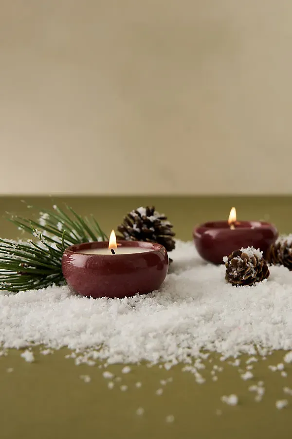 Christmas Spruce Ceramic Tealights Set of 2 by Anthropologie, alternate view