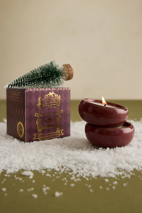 Christmas Spruce Ceramic Tealights Set of 2 by Anthropologie