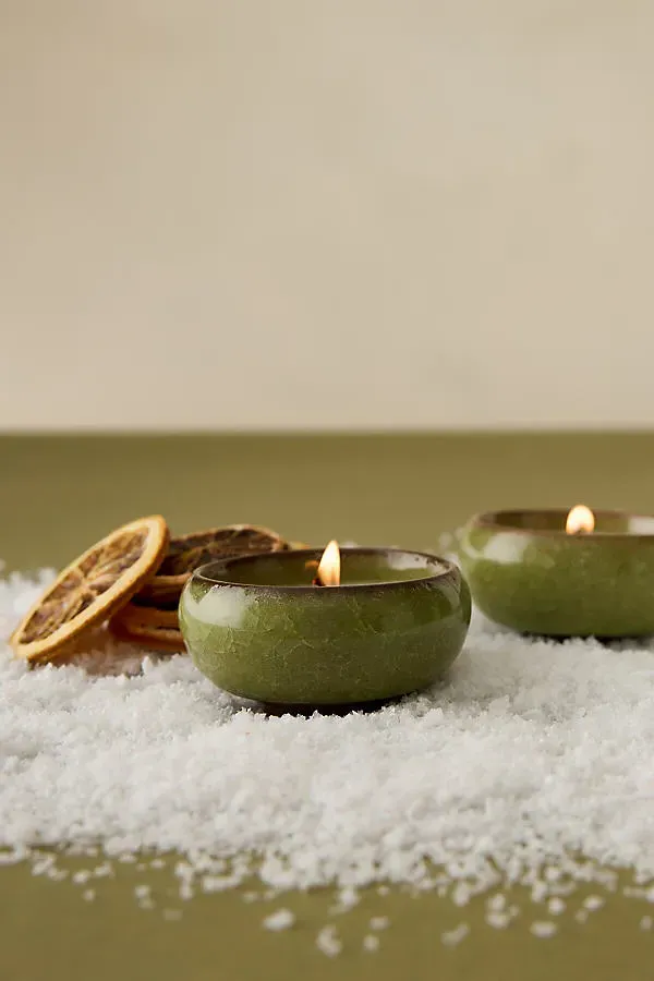 Pink Fizz & Polemo Ceramic Tealights Set of 2 by Anthropologie, alternate view