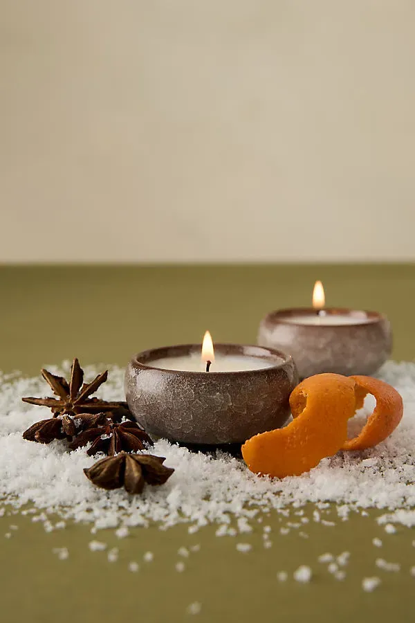 Spiced Clementine Ceramic Tealights - Set of 2 by Anthropologie, alternate view