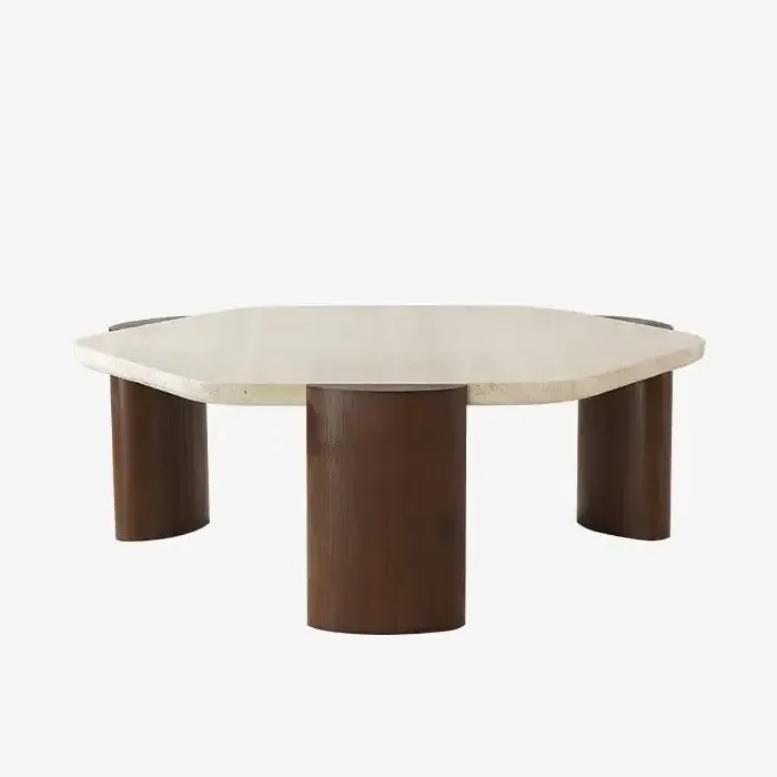 Coffee Table - Brown/Cream, Travertine