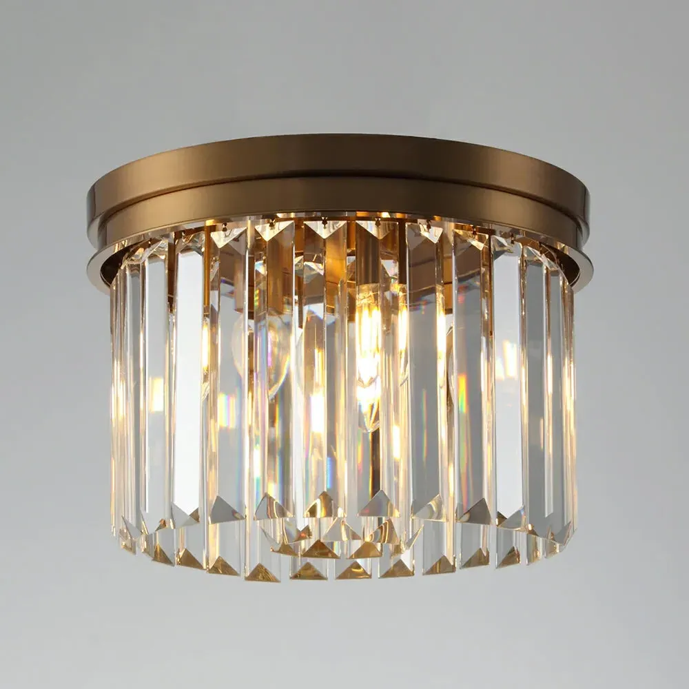 Crystal Ceiling Light - Antique Brass image