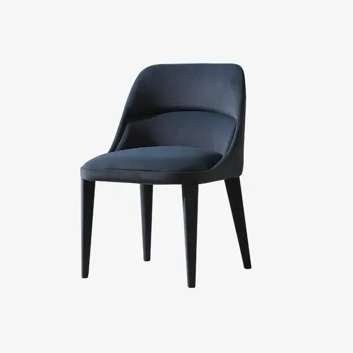 Dining Chair with Cushioned Seat - Navy Blue, Velvet image