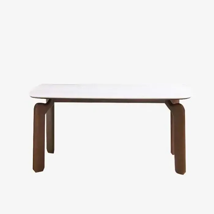 Dining Table - Brown, Walnut/Marble
