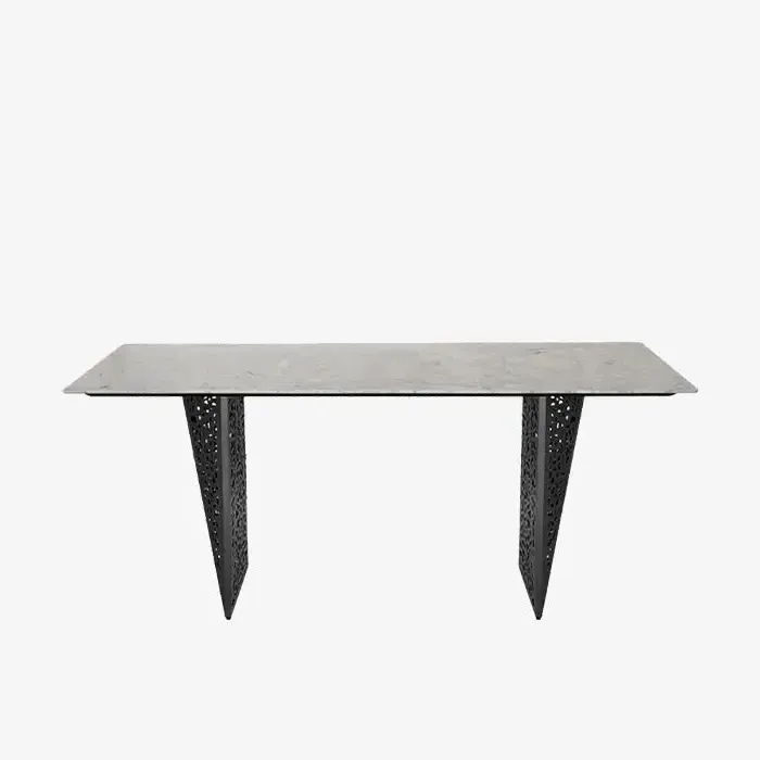 Dining Table - Grey Marble, Stainless Steel image