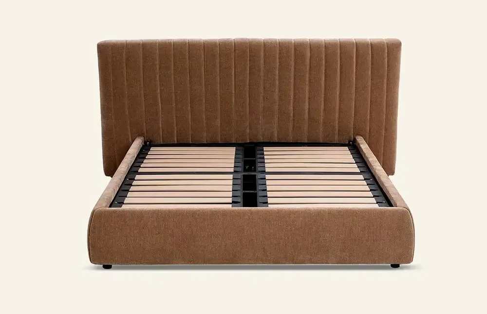 King Size Storage Bed - Brown, Chenille image