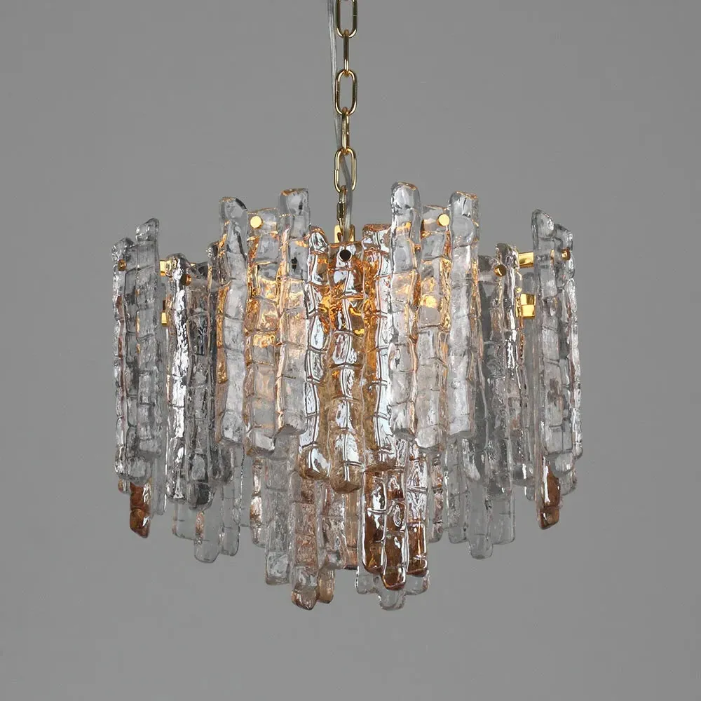 Medium Pendant Light Vintage Ice Glass - Chrome