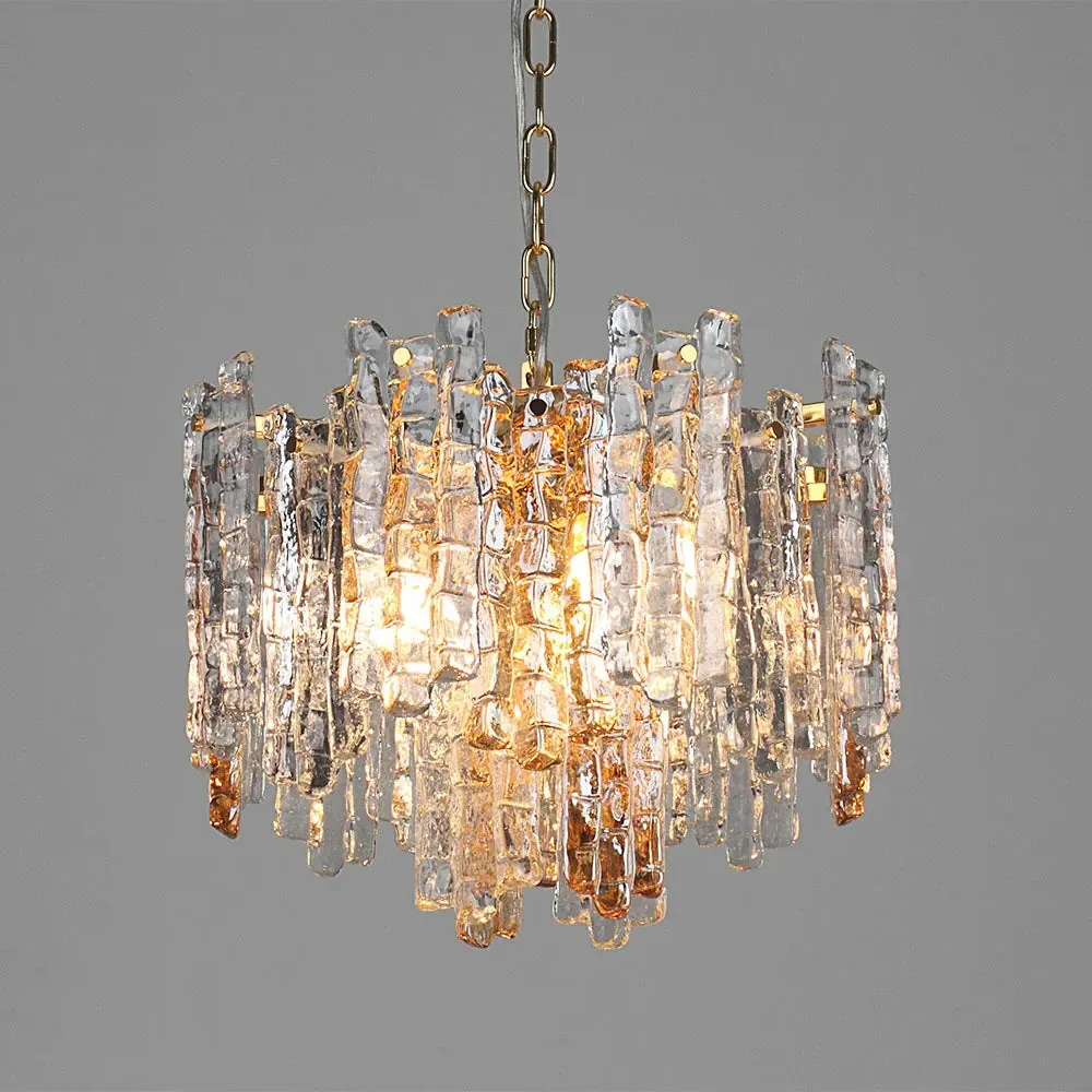 Medium Pendant Light Vintage Ice Glass - Gold