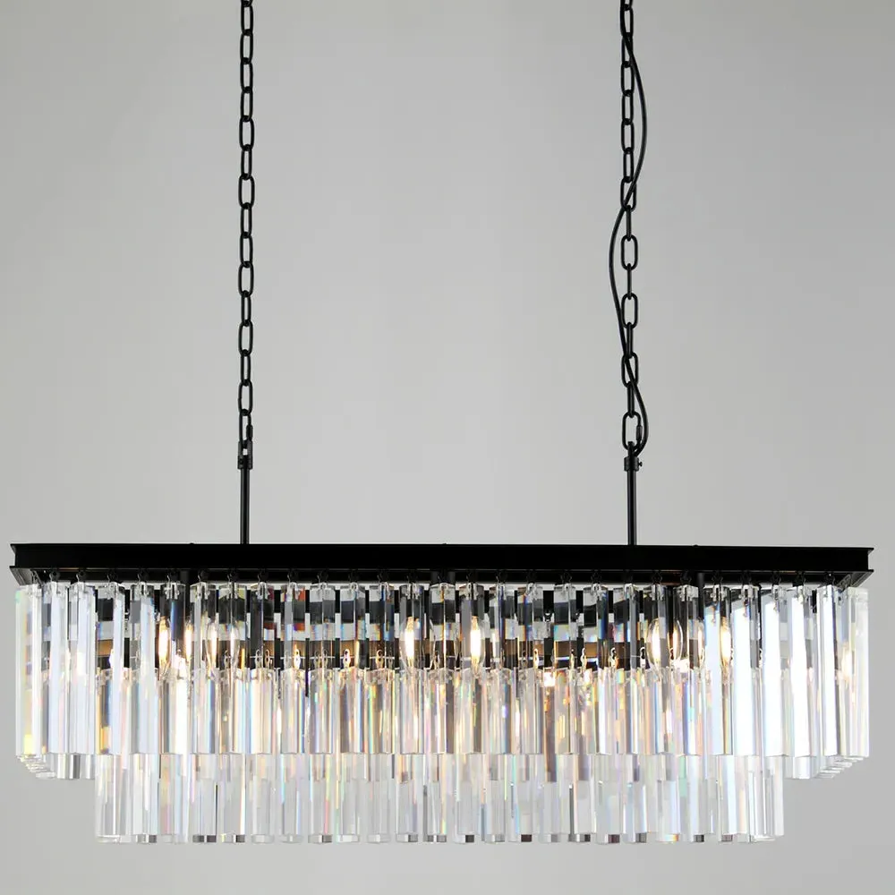 Rectangular Crystal Pendant Light - Black image