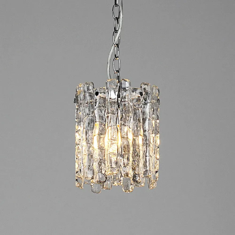 Small Pendant Light Vintage Ice Glass - Chrome image