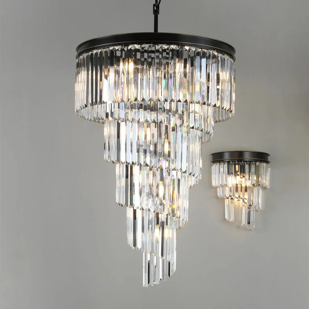 Spiral Pendant Light - Black, Crystal image