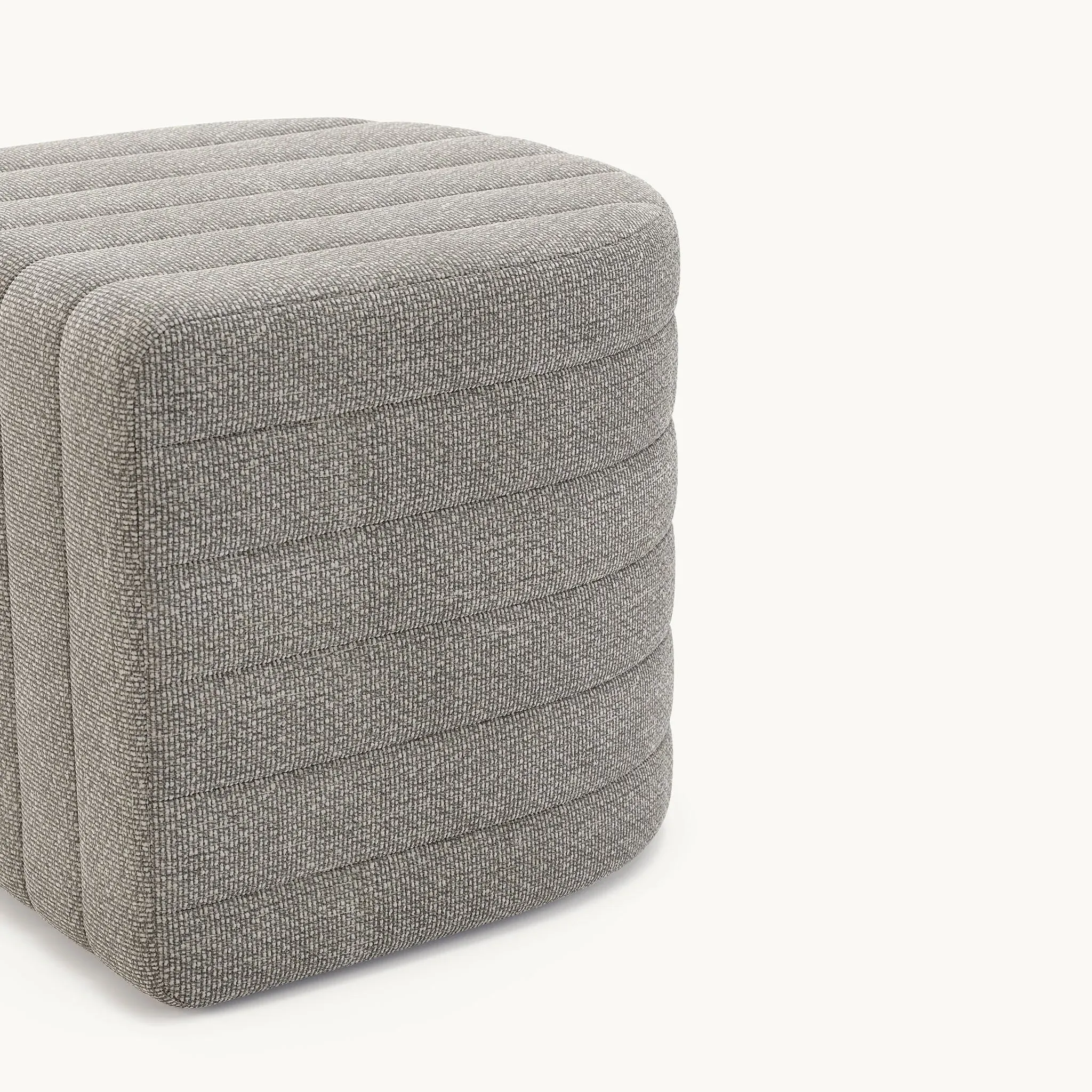 Semi-Circular Ottoman with Pleats - Champagne image