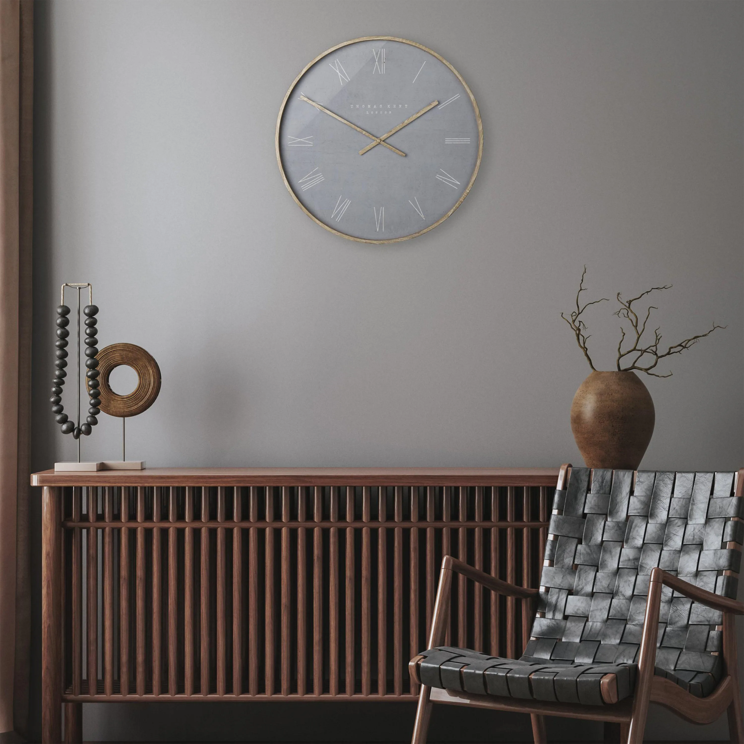 21" Arabic Dial Wall Clock - Lichen Green, Cement product