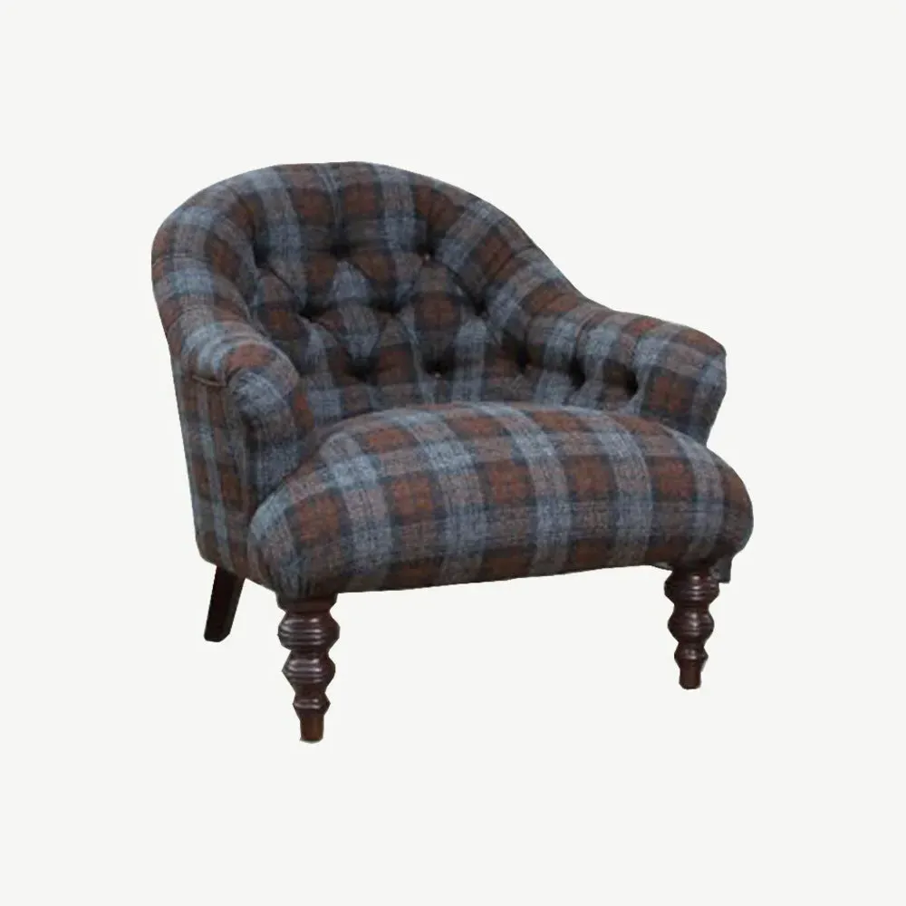 Aberlour Armchair with Buttoned Back - Blue, Tweed product