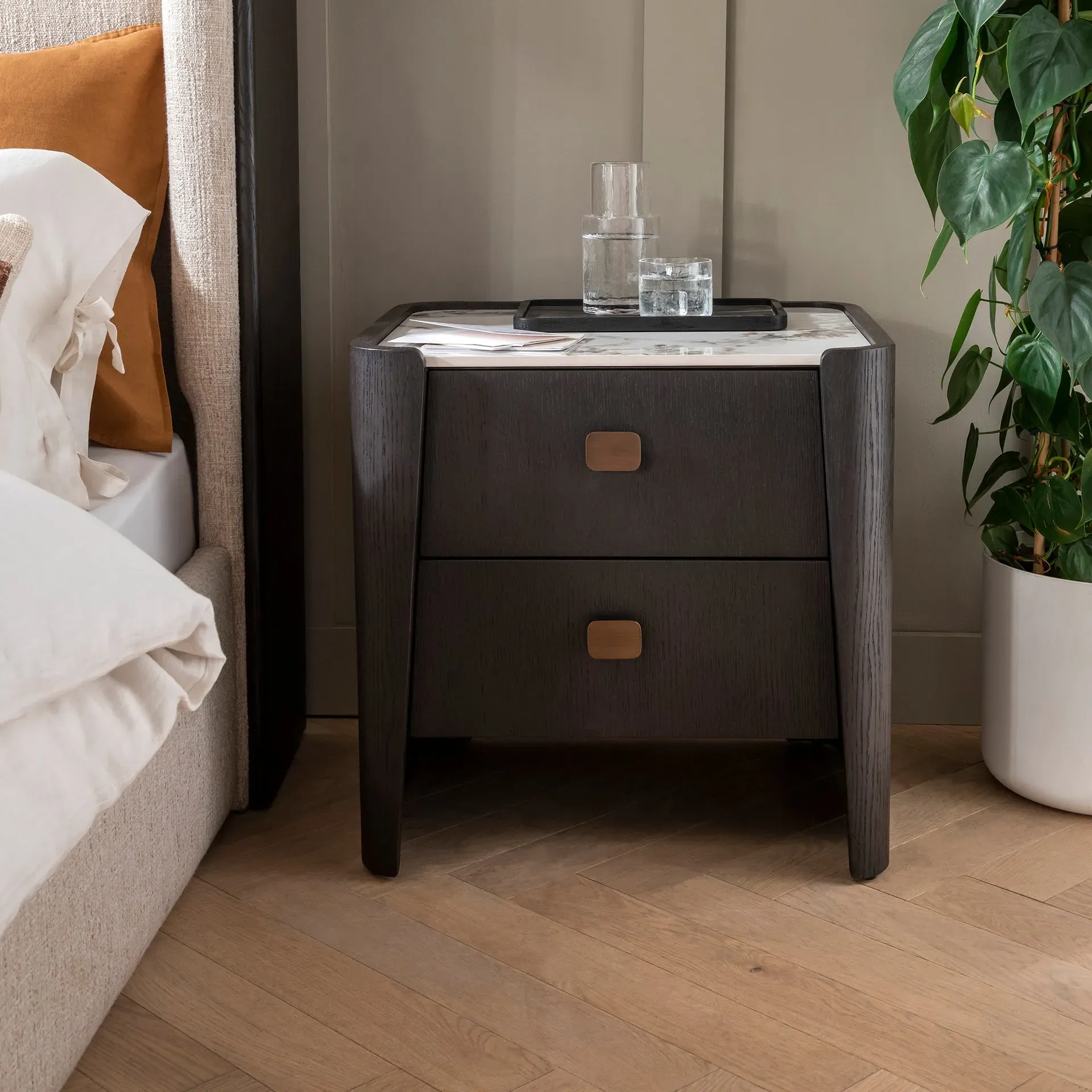 Adara 2 Drawer Bedside Table - Ebony, Melamine product