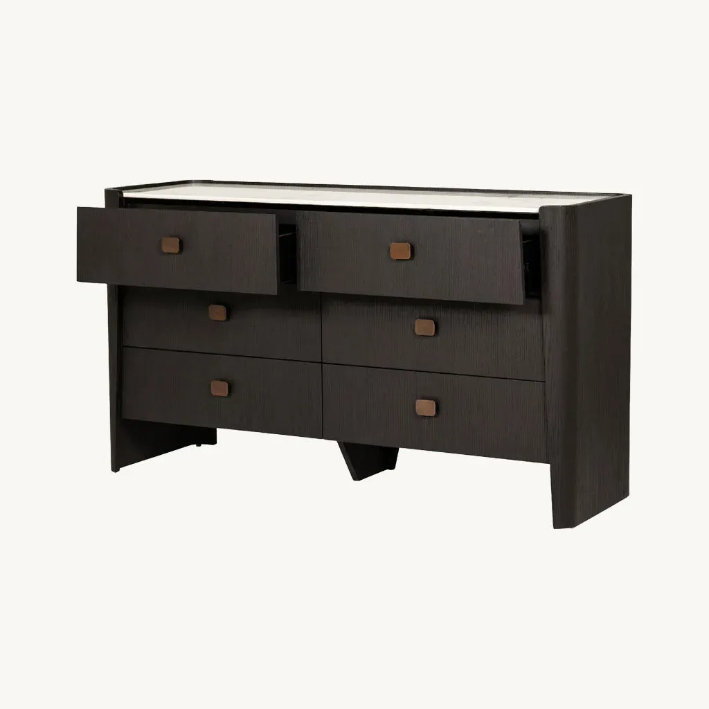 Adara 6 Drawer Chest - Ebony, Melamine & Veneer alternate view