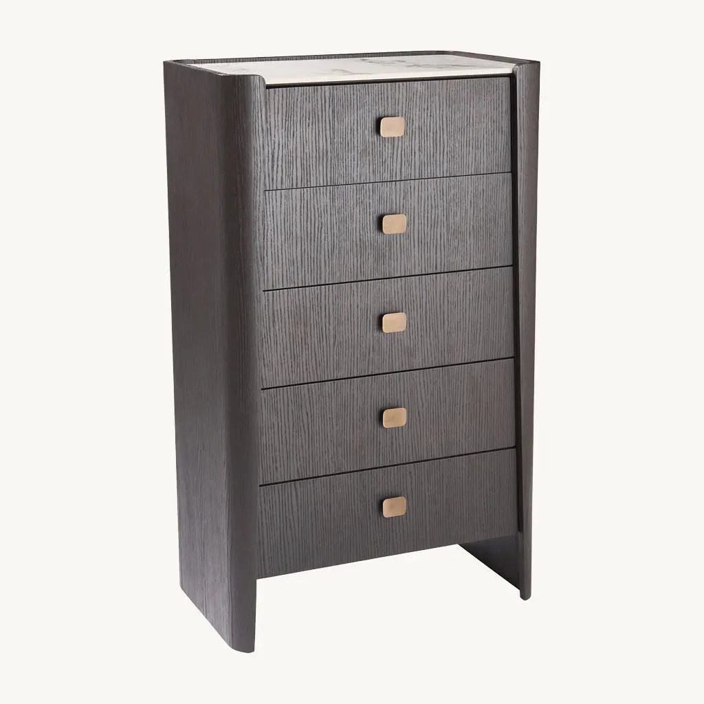Adara Tall 5 Drawer Chest - Ebony, Melamine & Veneer product