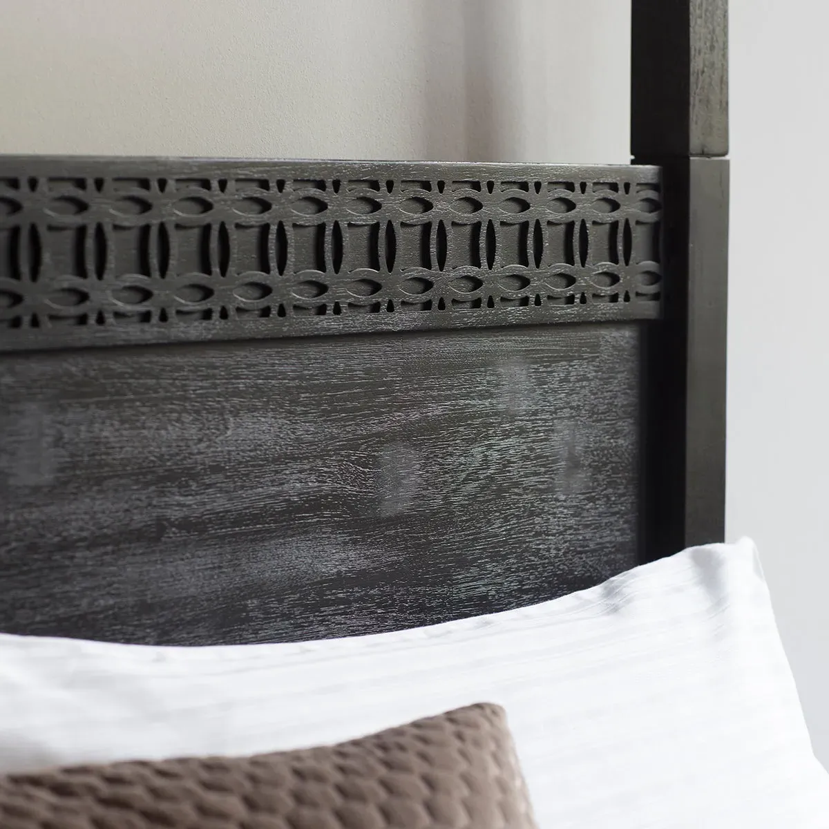 Akari Four Poster King Size Bed - Charcoal, Mango Wood alternate view