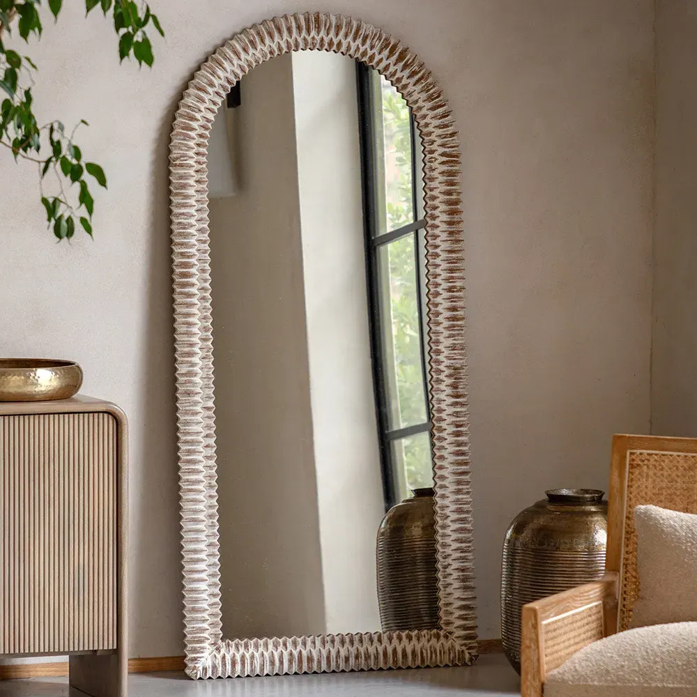 Alta Arch Leaner Mirror - Whitewash, Wood product