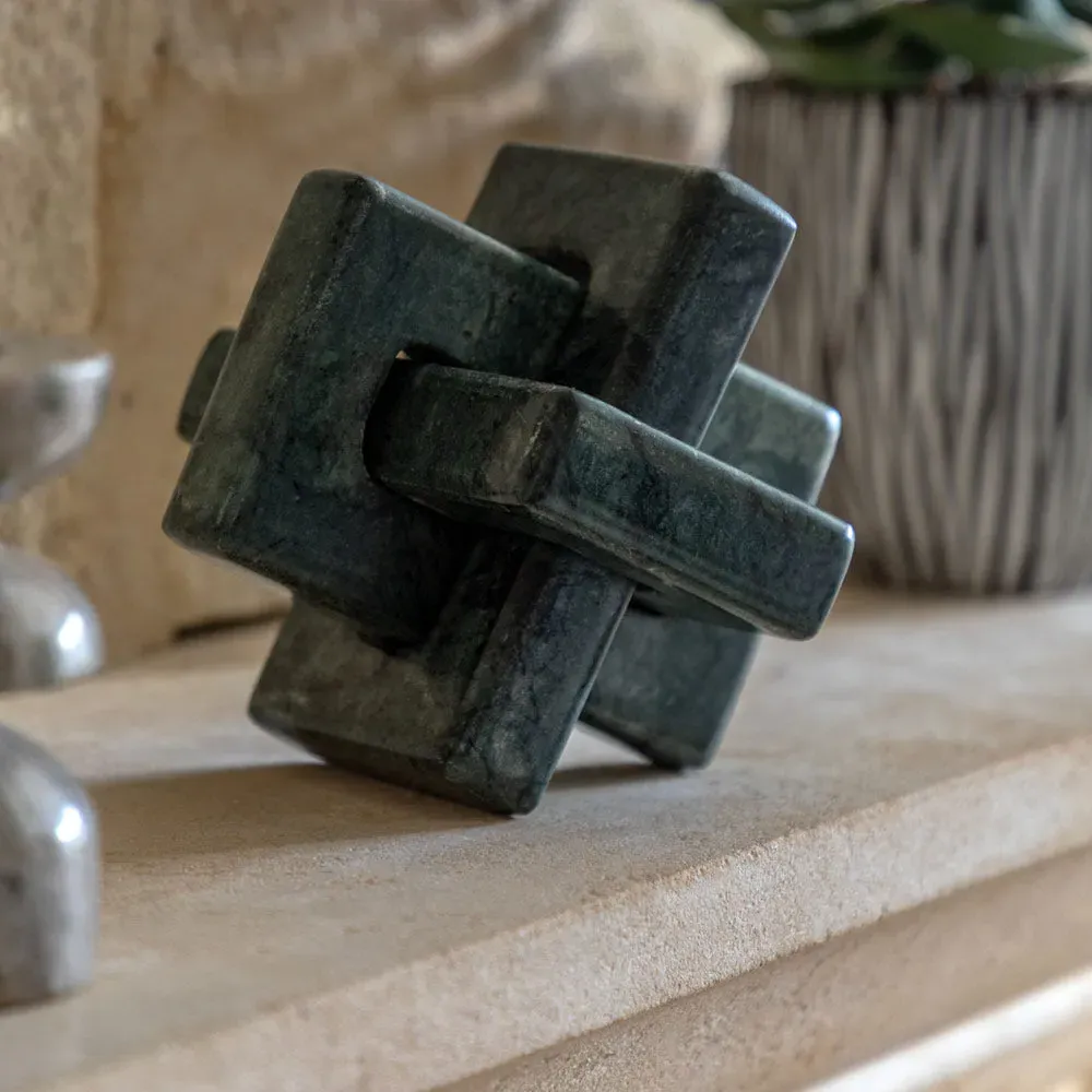 Amadora Square Link Decorative Sculpture - Green, Marble product