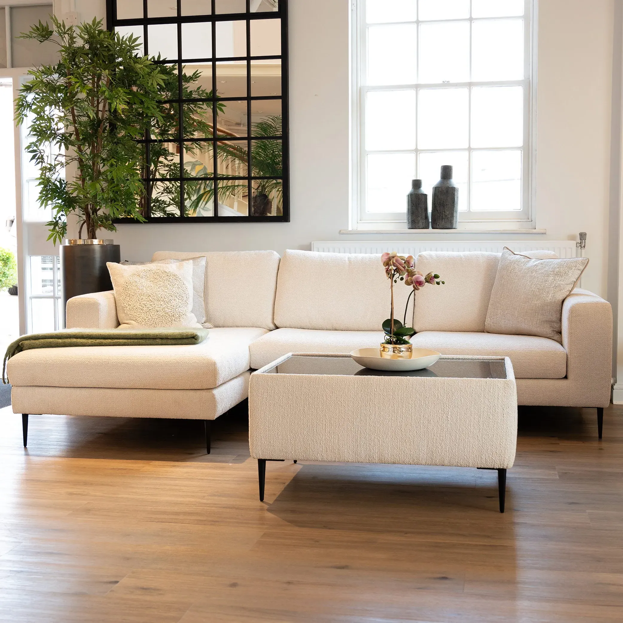 Amaya Right Hand Facing Corner Sofa - Cream, Boucle product