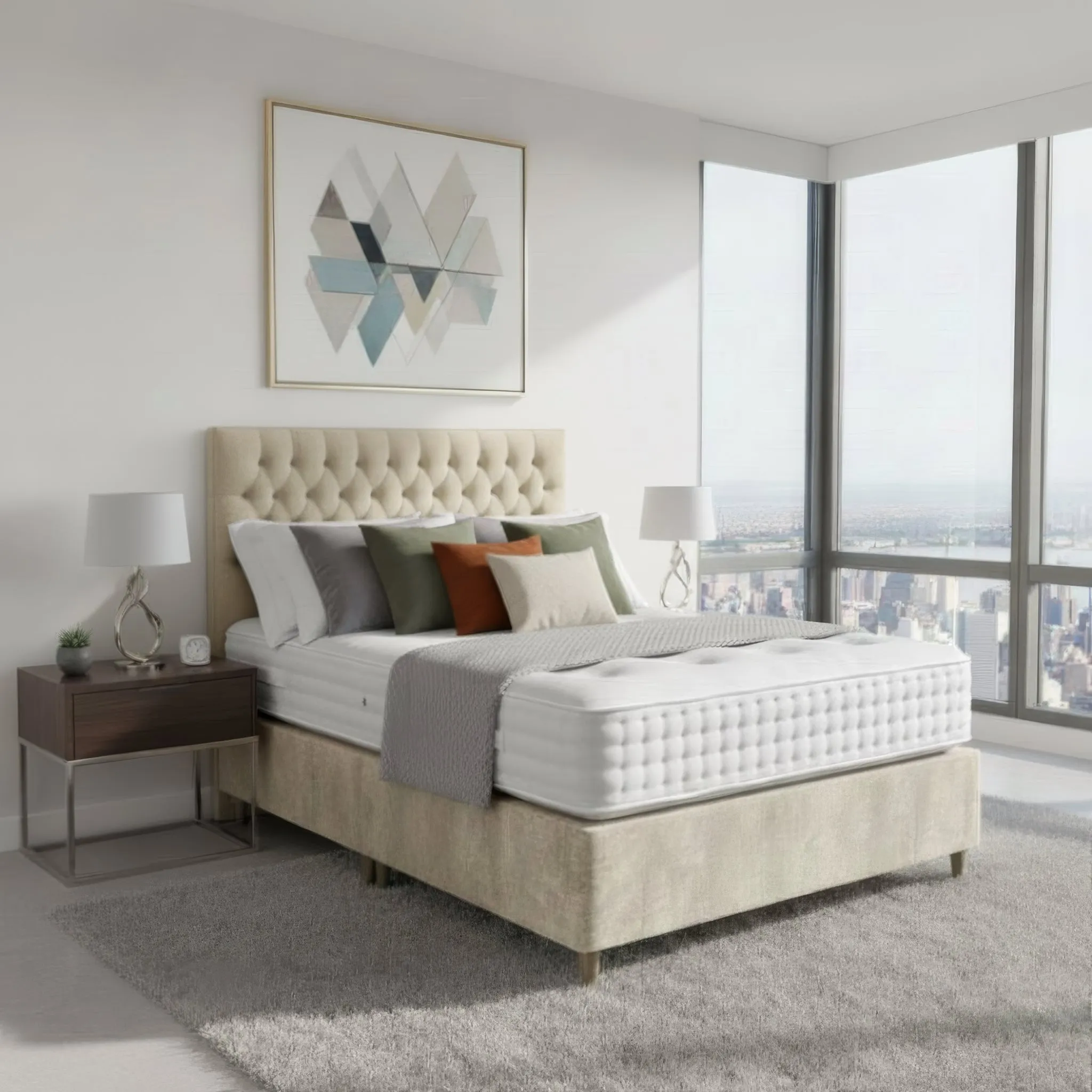 Antoinette Double Bed Frame - Light Grey, Upholstered product