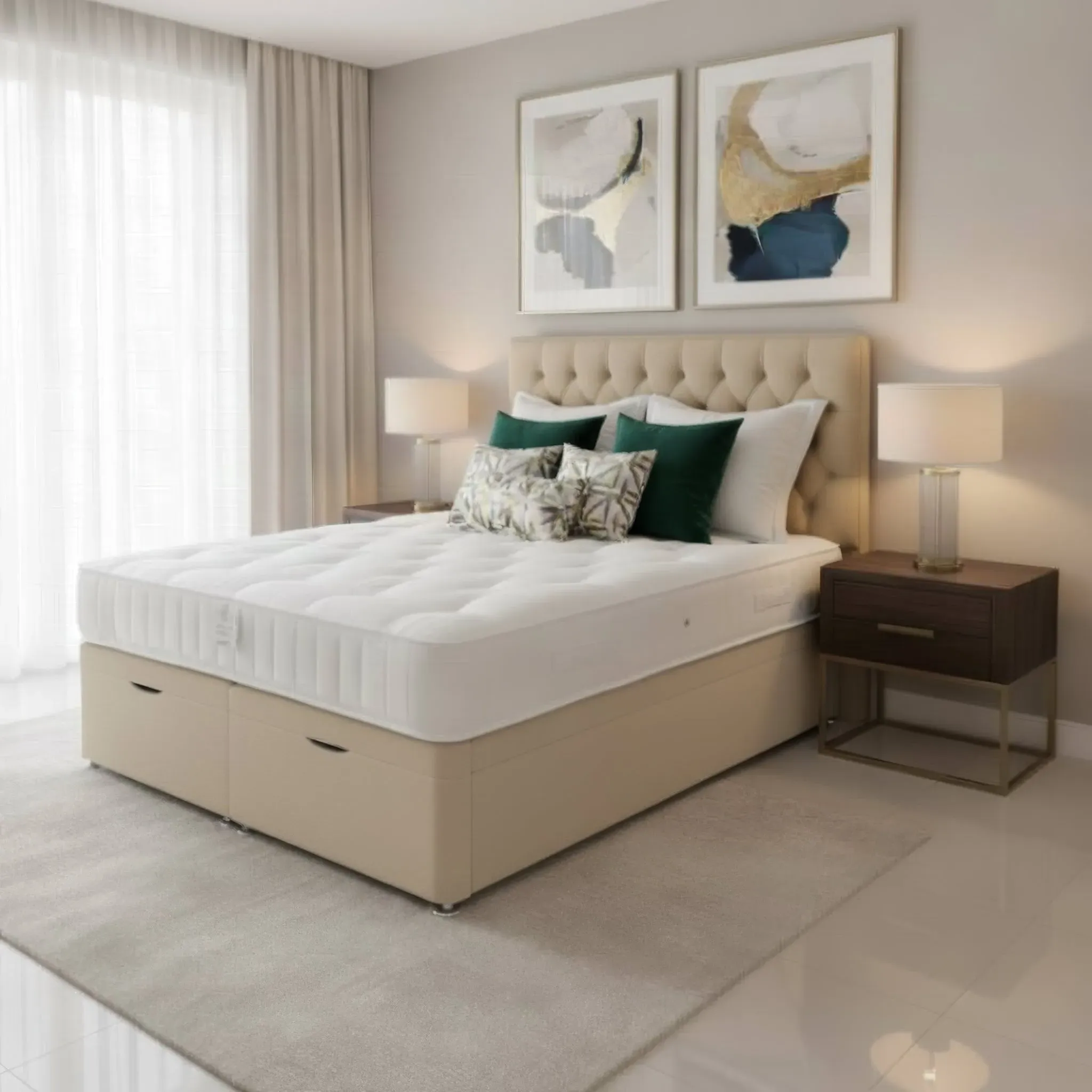Antoinette Super King Ottoman Bed with Storage - Beige product