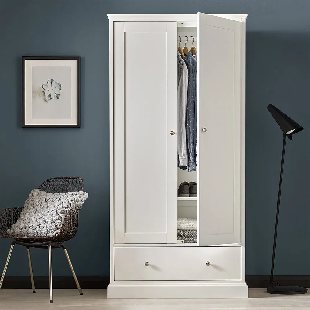Ashburnham Double Wardrobe with Drawer Storage - White product