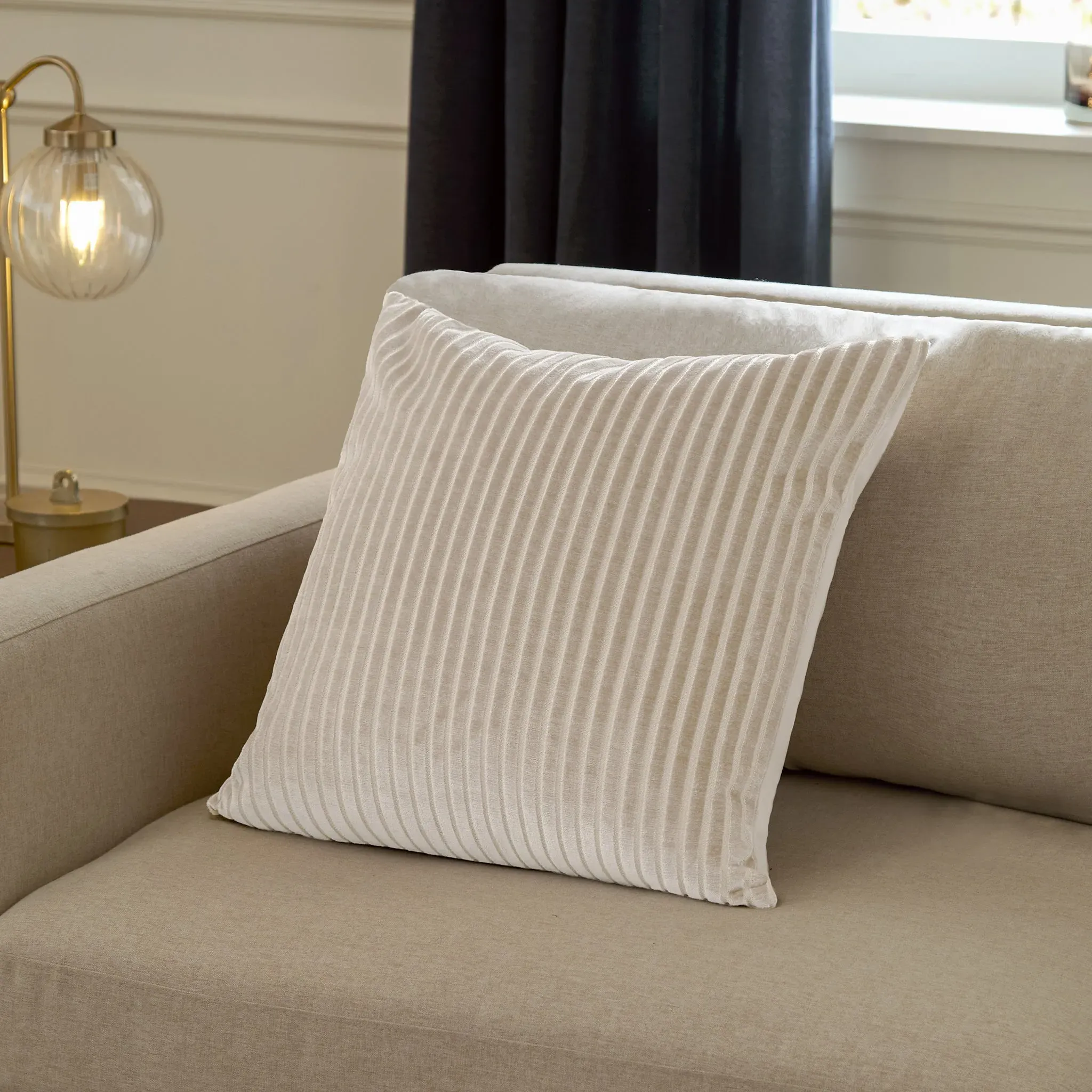 Astra Striped Cushion - Cream, Cut Velvet product