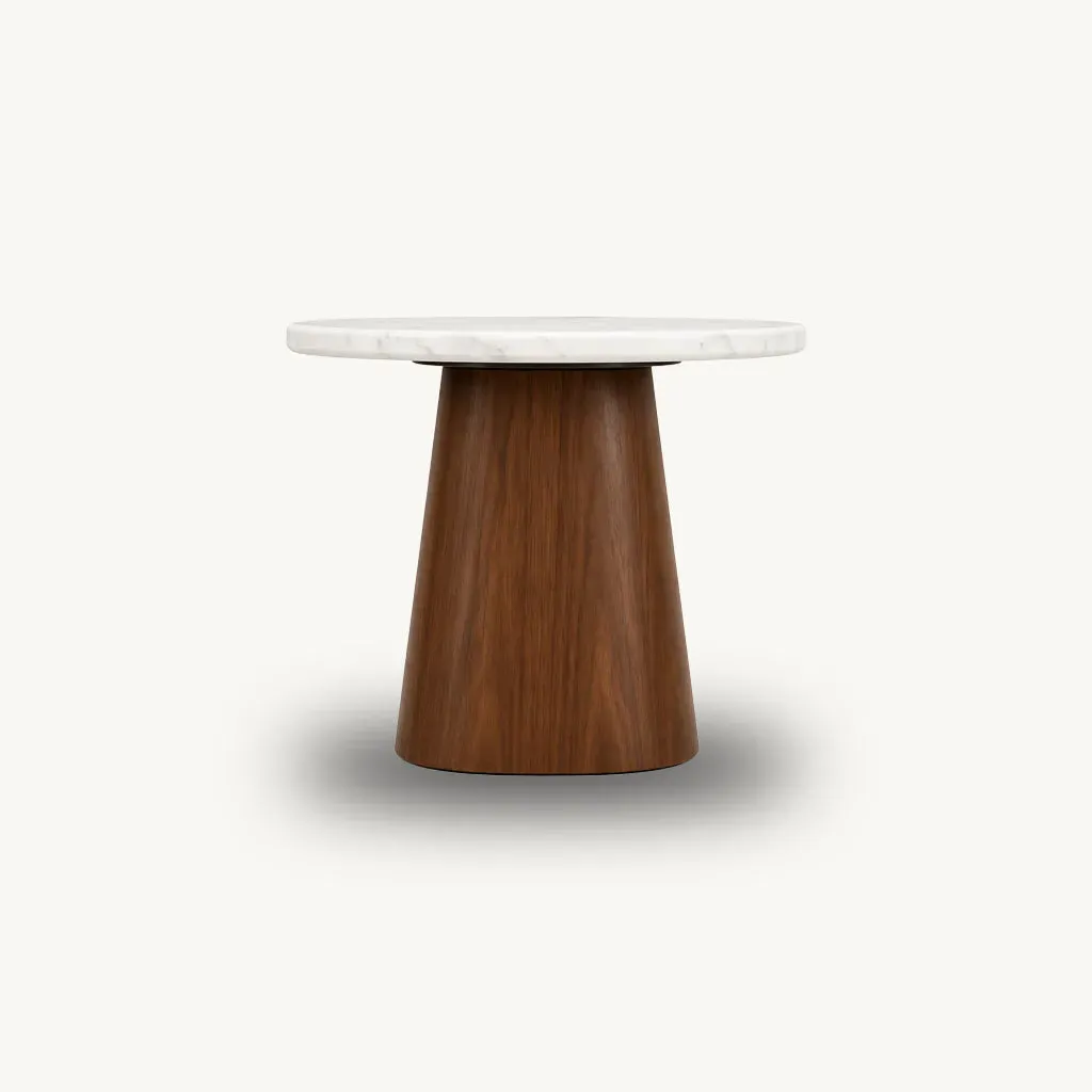 Aubrey Lamp Table - White Travertine, Walnut Veneer alternate view