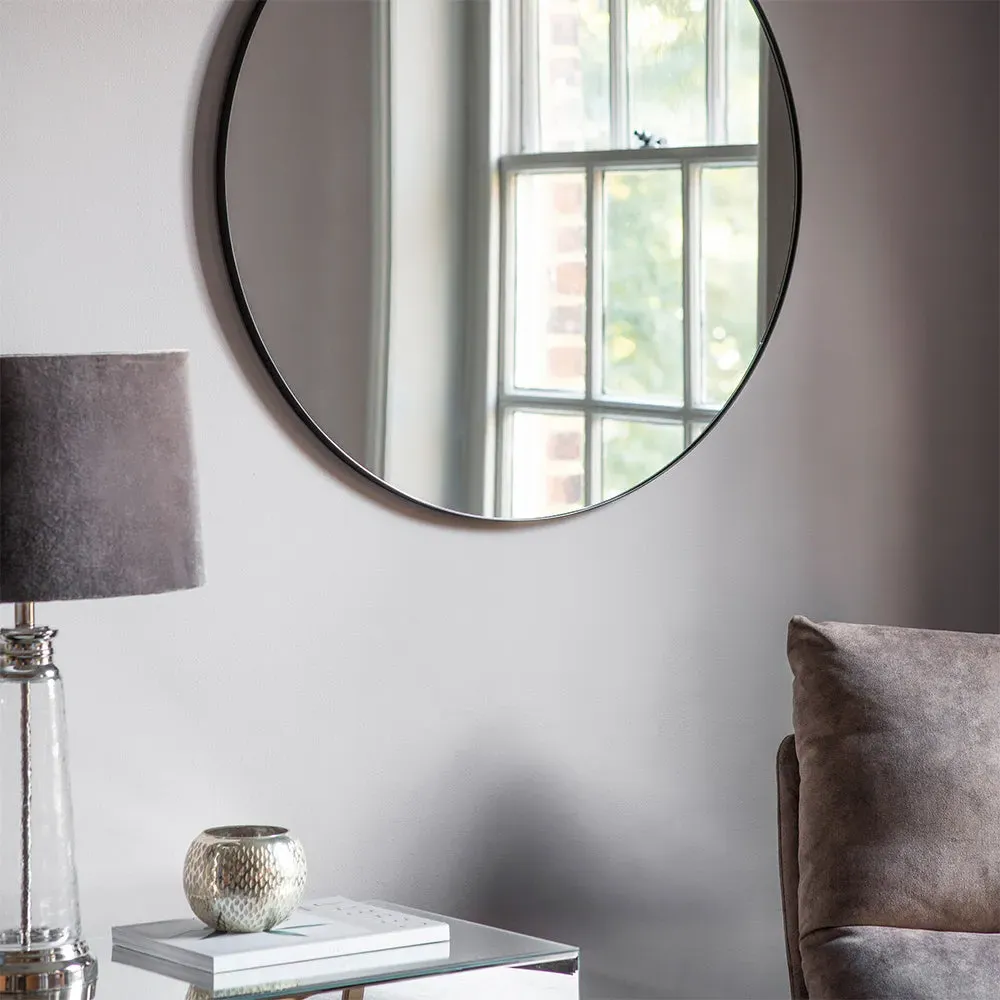 Avignon Round Mirror - Black, Metal alternate view