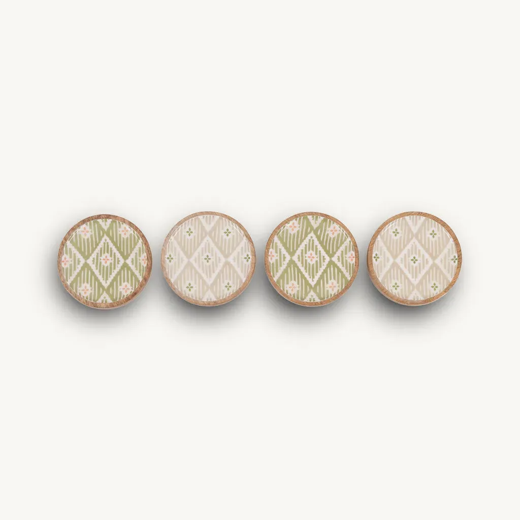 Aztec-Inspired Set of 4 Coasters - Mango Wood alternate view