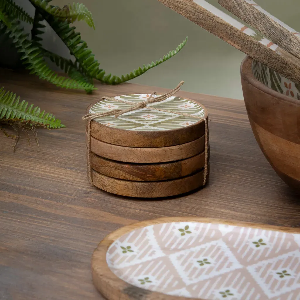 Aztec-Inspired Set of 4 Coasters - Mango Wood product