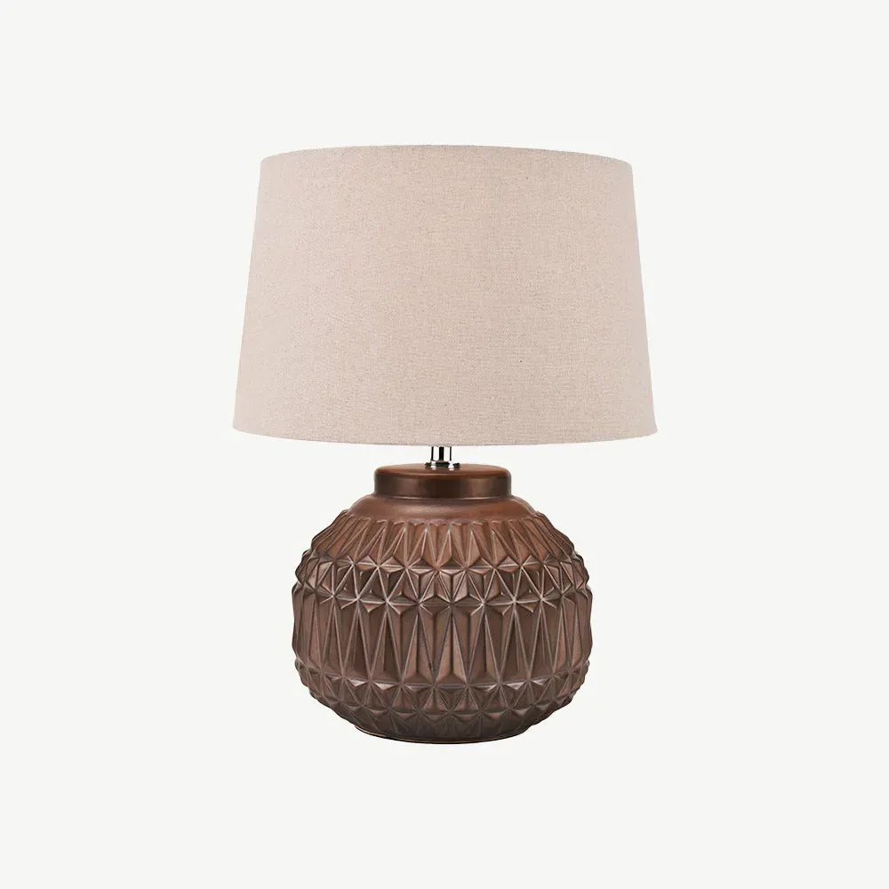 Aztec Texture Ceramic Table Lamp - Brown, White alternate view